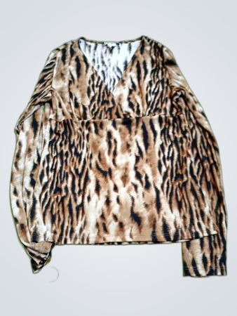 Printed Animal Wrap Blouse