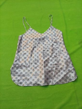 Unbranded Satin Karo V-Ausschnitt Top