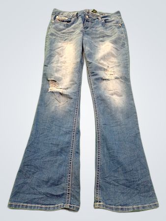 Light Wash Distressed Flare Jeans