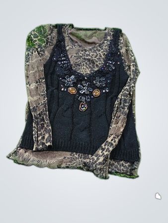 Printed Leopard Knit Blouse