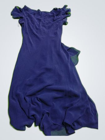 Self-Portrait Navy Ruffled Sleeve Dress