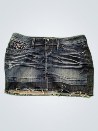 Distressed Denim Mini Skirt