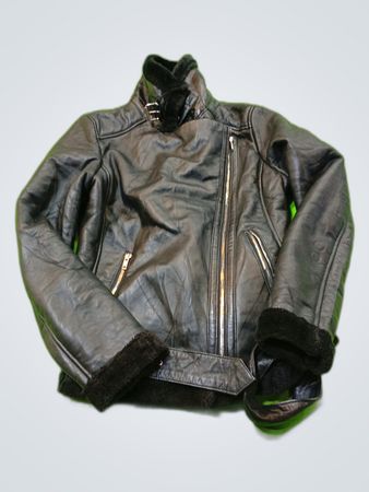 Unbranded Black Leather Jacket with Fur Trim