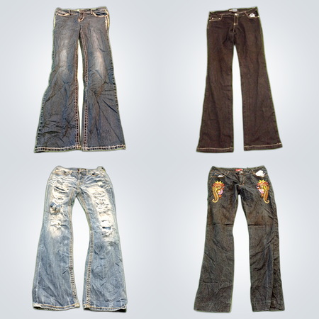 Distressed Embroidered Bootcut Jeans