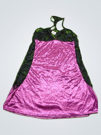Purple Satin Lace Slip Dress