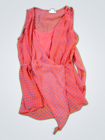 Pretty Good Pink Polka Dot Wrap Blouse