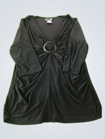C&C California Black Draped V-Neck Blouse