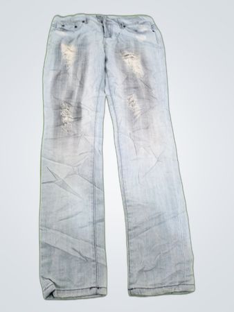 Bebe Premium Denim Distressed Straight Leg Jeans