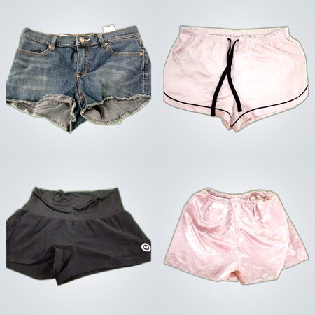 Denim and Solid Shorts