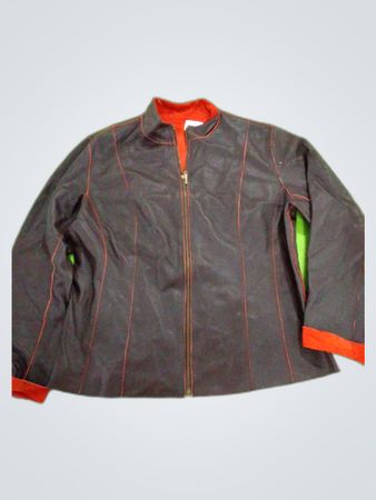 Gray and Red Zipper Jacket