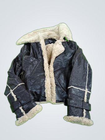 Bebe Black Faux Leather Fur Collar Jacket