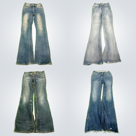 Flared Rhinestone Denim Jeans