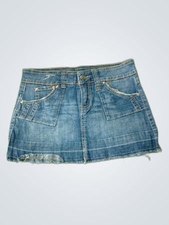 Hydraulic Denim Mini Skirt