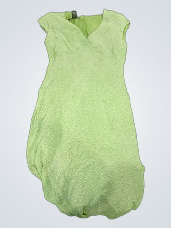 GU Light Green Polka Dot V-Neck Dress