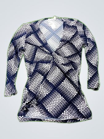 Long Sleeve Top with Blue and White Pattern