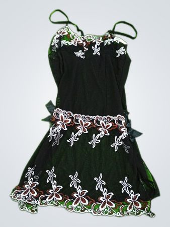 Black Embroidered Dress and Skirt