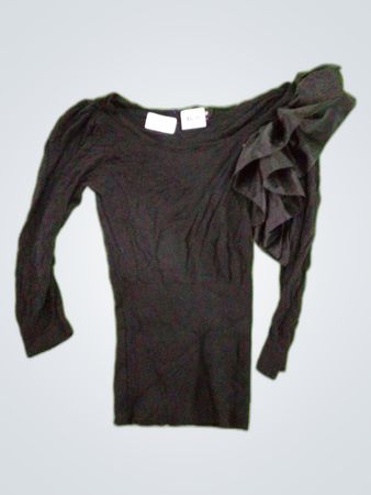 Black Ruffle Shoulder Blouse