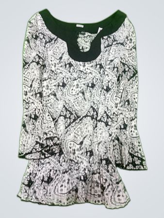 Blouse with Black and White Pattern