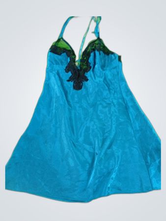 Zara Blue Lace Trim Slip Dress