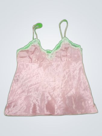 Pink Satin Cami with Lace Trim
