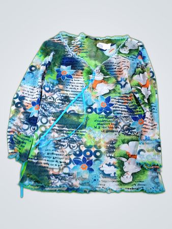 J.J. Scott Printed Wrap Blouse