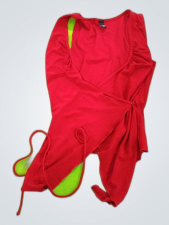 Lemon Red Sleeveless Wrap Top