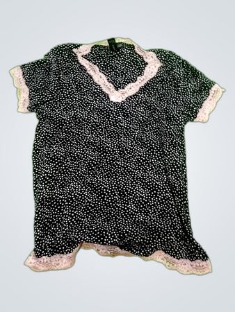 H&M Black Polka Dot Lace Trim Blouse