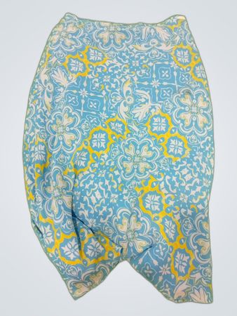 Blue and Yellow Printed Mini Skirt
