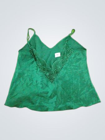 Green Lace Trim Camisole Top