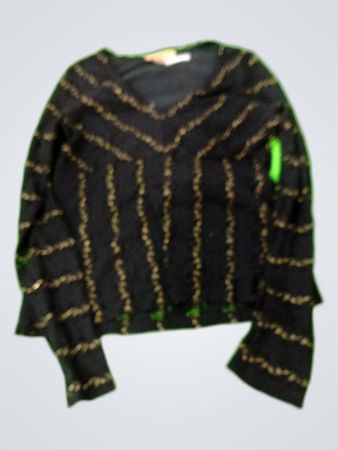 Notations Black Embroidered V-Neck Blouse