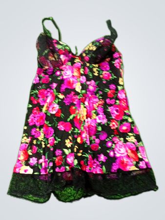 Floral Print Lace Trim Slip Dress