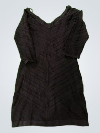 Black Off-Shoulder Ribbed Knit Mini Dress