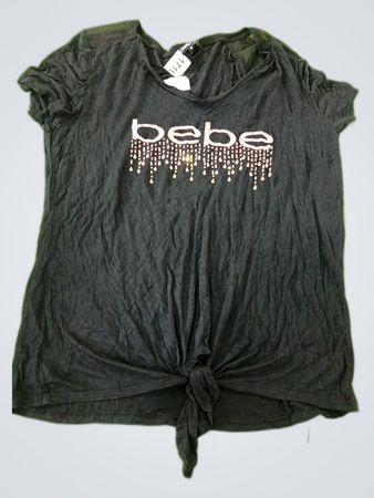 bebe Black Printed Short Sleeve Top
