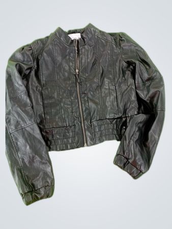 H&M Black Cropped Faux Leather Jacket