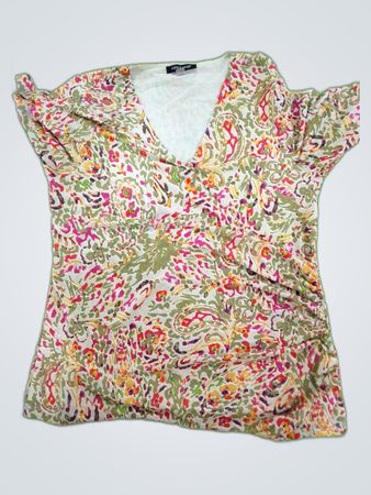 Cable & Gauge Printed V-Neck Blouse