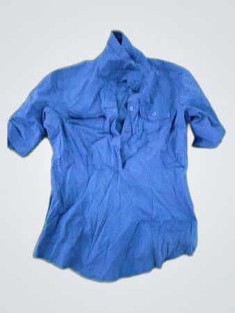New York & Company Blue Short Sleeve Shirt
