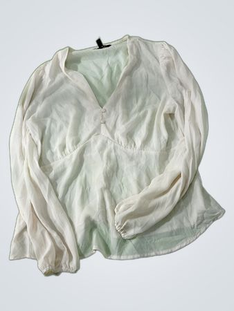 Banana Republic White Sheer Long Sleeve Blouse