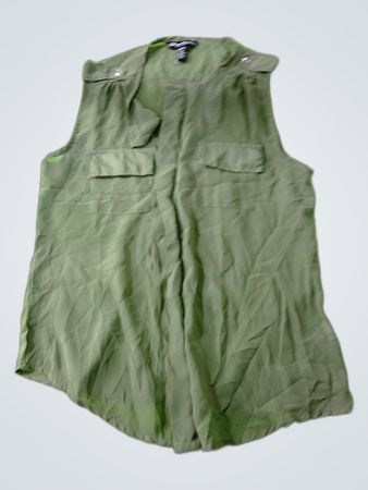 Streetwear Green Sleeveless Utility Blouse