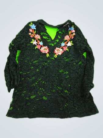 Black Lace Embroidered Blouse