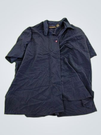 Impressions Navy Blue Short Sleeve Button-Up Shirt