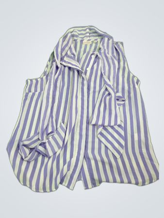 Eva Mendes Striped Sleeveless Blouse