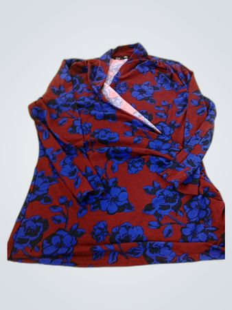Blouse with Blue Floral Pattern
