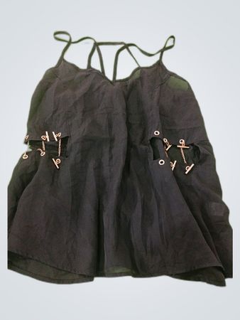 Charlotte Russe Black Sheer Cami Top with Chain Details