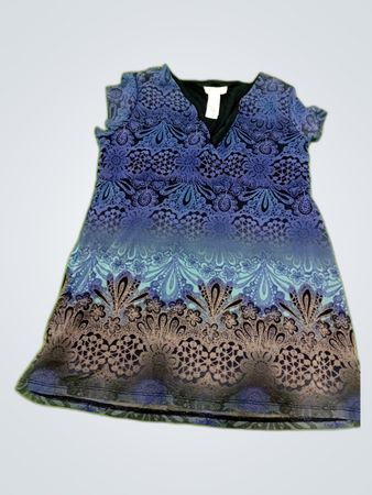 Liz Claiborne Blue Printed Lace Blouse