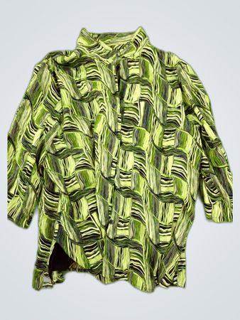 Geometric Print Button-Up Blouse