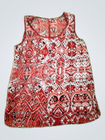 Blouse with Red and Black Pattern
