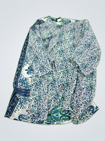 Blouse with Blue Paisley Pattern