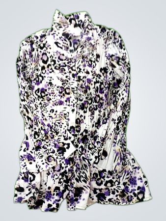 Blouse with Purple and Black Floral Pattern
