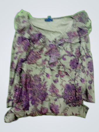Blouse with Purple Floral Pattern