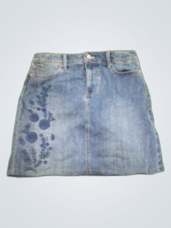 Talbots Embroidered Denim Mini Skirt